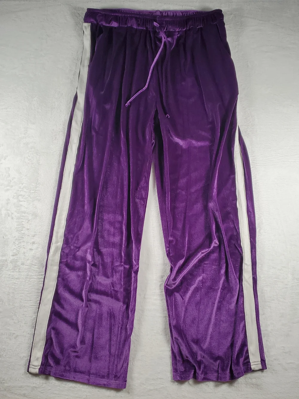 Ekouaer Purple W/ White Stripe Velour Jogger Track Suit Set Pants Jacket XL NWT